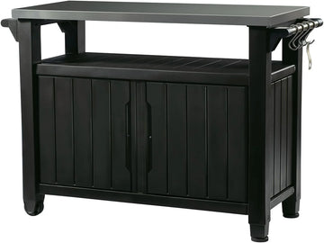 Outdoor Rolling Table Cart for Food Prep, Storage, Bar & Grill, Dark Brown