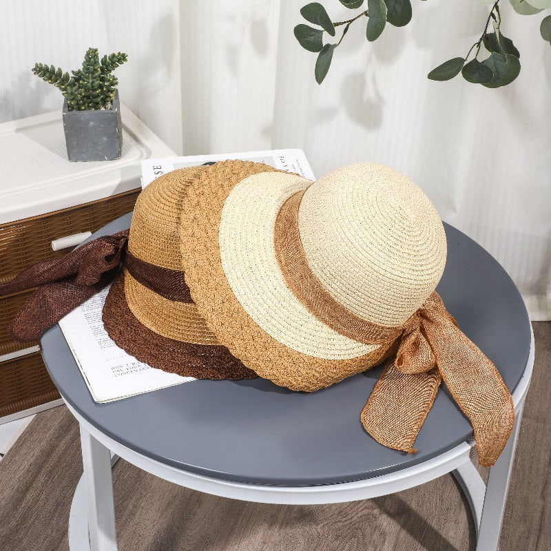 Khaki Wide Brim Straw Sun Hat