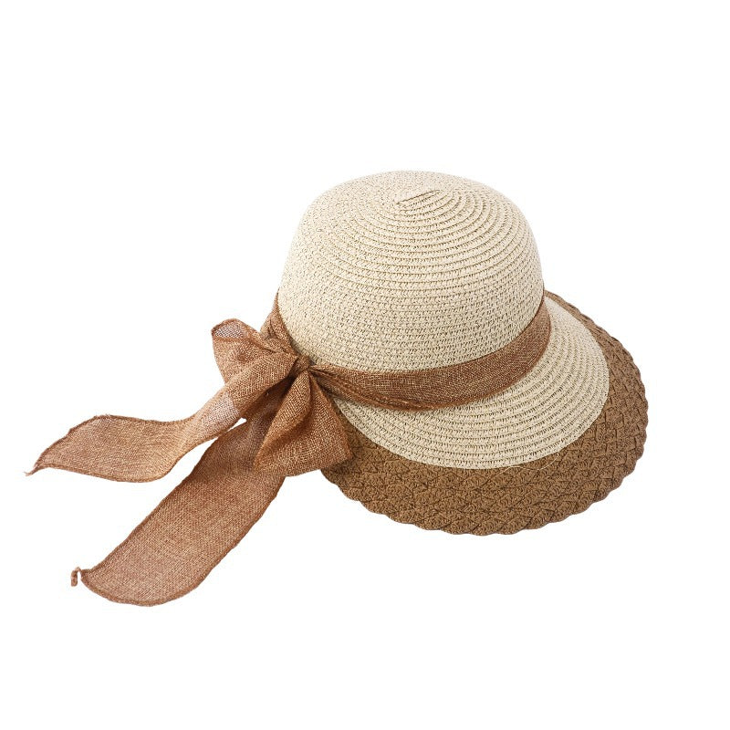 Khaki Wide Brim Straw Sun Hat