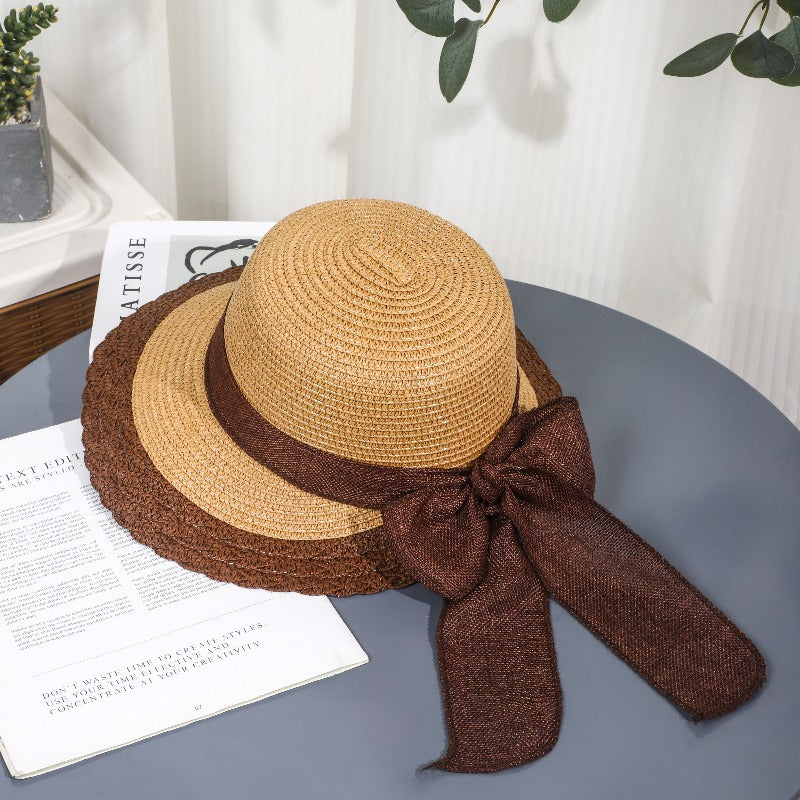 Khaki Wide Brim Straw Sun Hat