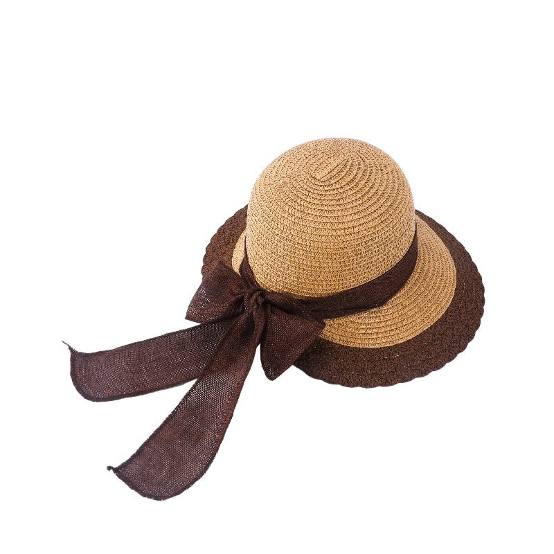 Khaki Wide Brim Straw Sun Hat