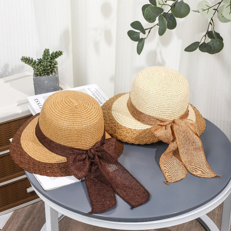 Khaki Wide Brim Straw Sun Hat