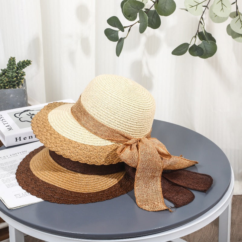 Khaki Wide Brim Straw Sun Hat